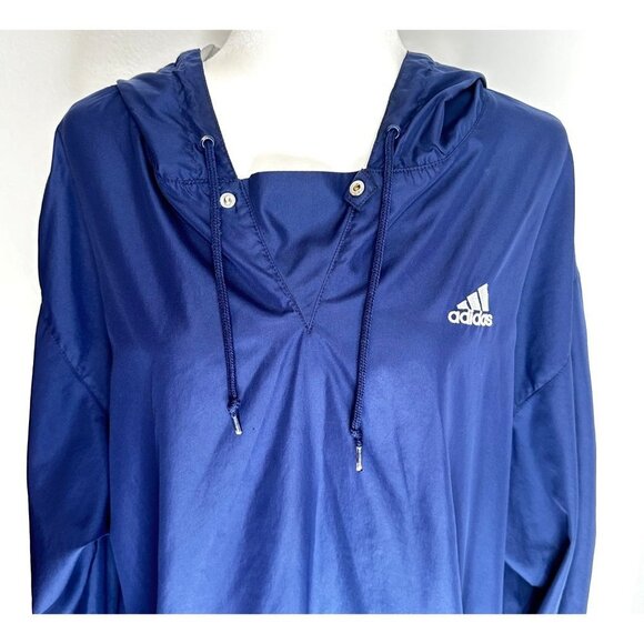 Adidas Windbreaker Mens Large Navy Pullover 90's Drawstring Pockets Logo Spellou - Picture 2 of 7